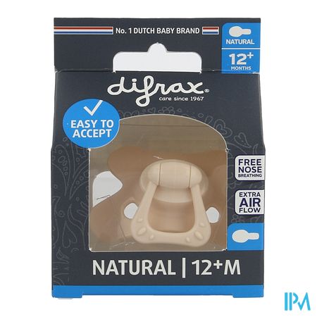 Difrax Fopspeen Natural 12m+ Uni/pure Roze/blossom 1