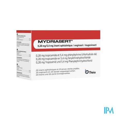 Mydriasert 0,28mg/5,4mg 20 Insert Opht+20 Pincet