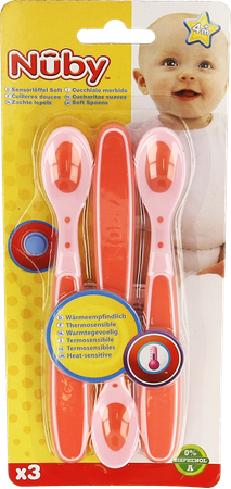 Nûby Zachte en warmtegevoelige lepel - 3 stk - 3m+ 3
