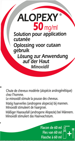 Alopexy 50mg/ml Opl Cut. Gebr. Fl Pipet/spray 60ml 2