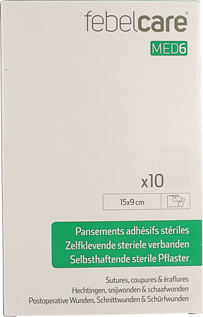 Febelcare Med6 Zelfkl.steriele Verband.15x9cm 10st 3