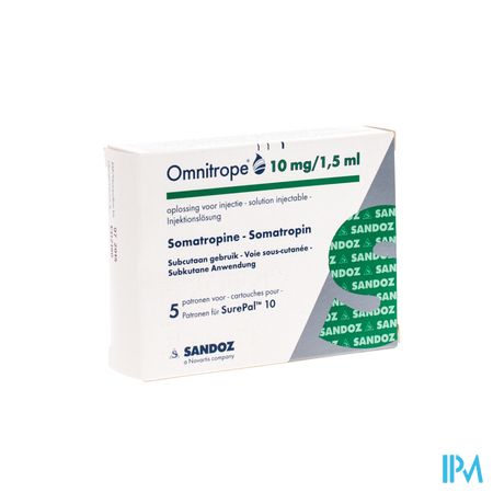 Omnitrope Sandoz 10mg/1,5ml Opl Inj Patroon Glas 5