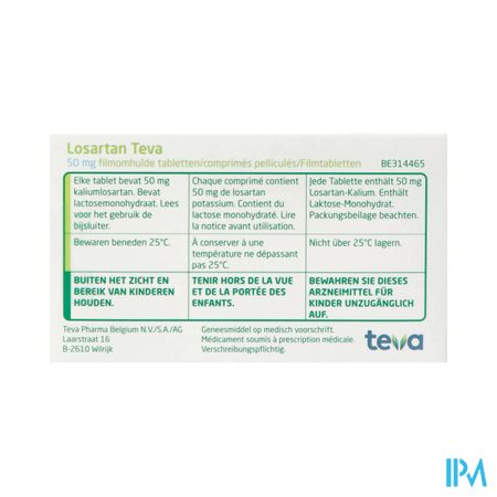 Losartan Teva 50mg Filmomh Tabl 98 X 50mg 1