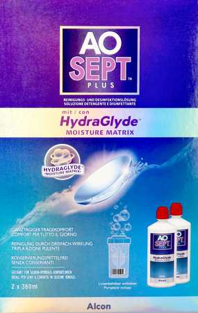 Aosept Plus Hydraglyde 2x360ml + 2 Lenscases 4