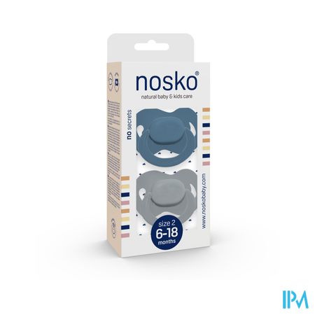 Nosko Fopspeen 6-18 M Whale Blue + Mouse Grey