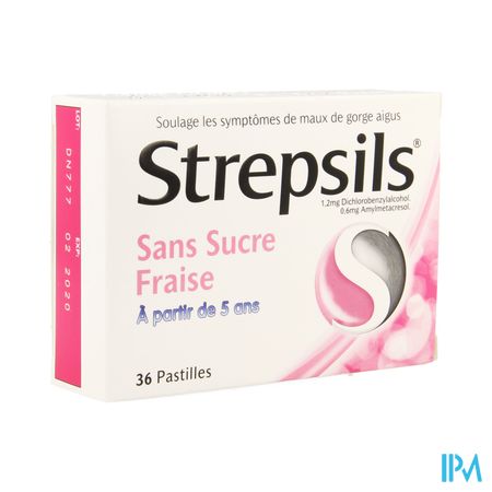 Strepsils S/sucre Fraise Past 36