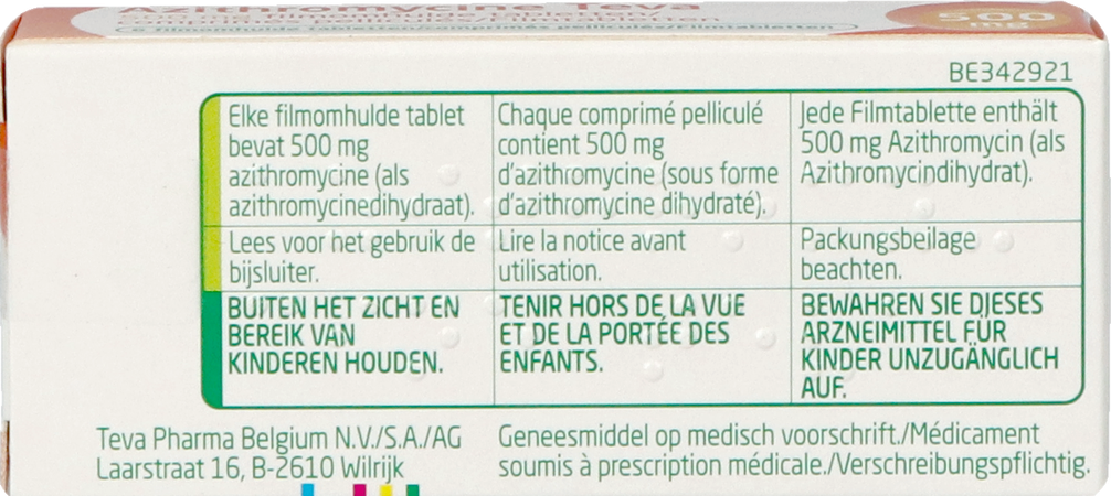 Azithromycine 500mg Teva Tabl Omhulde 6x500 mg 4