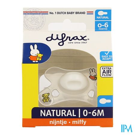 Difrax Sucette Natural 0-6m Miffy 1