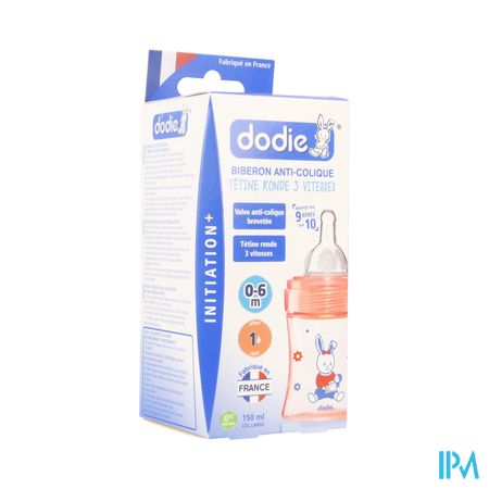 Dodie Zuigfles Iniiation+ Speen 1 Gat Roos 150ml