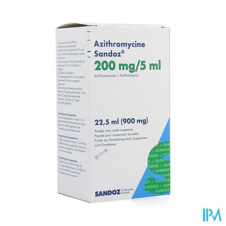 Azithromycine Sandoz 200mg/5ml Pulv Susp Or 22,5ml