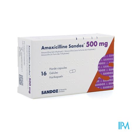 Amoxicilline Sandoz 500mg Caps 16