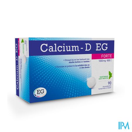 Calcium D EG Forte 1000Mg/800Ie Munt Kauwtabl 90