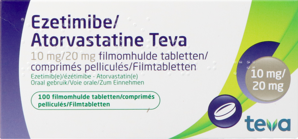 Ezetimibe Atorvastatine Teva 10/20mg Comp Pell 100 1