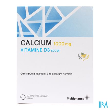 Multipharma Calcium D3 1000mg/800ui Kauwtabl 90