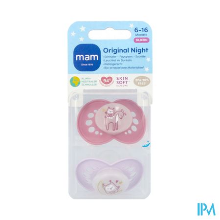 Mam Original Night Sucette Silic.pure 6-16m Rose 2