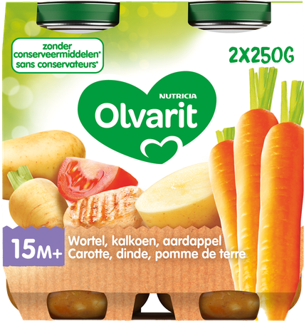Olvarit Carotte Dinde Puree 2x250g 15m00 1