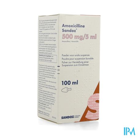 Amoxicilline Sandoz 500mg/5ml Pdr Orale Susp 100ml