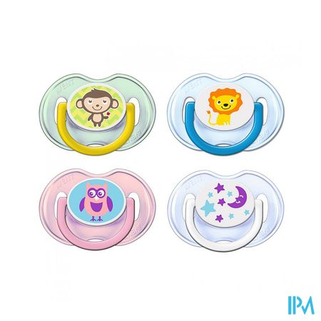 Philips Avent Fopspeen Aap Leeuw Maan Uil 0-6m 2 SCF196/18
