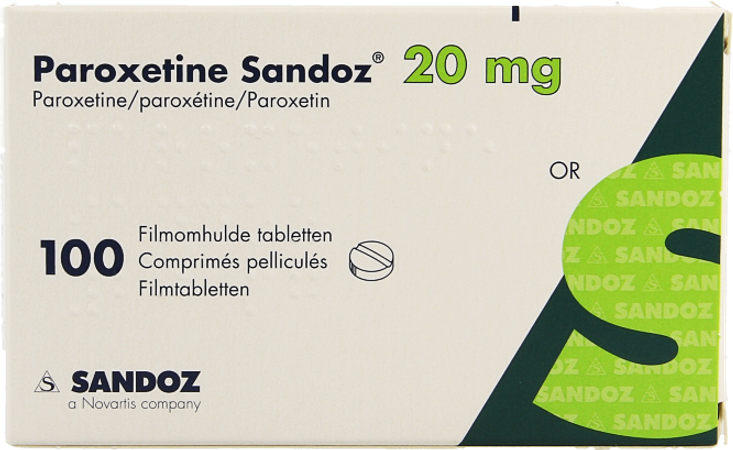 Paroxetine Sandoz 20mg Impexeco C0mp Pell 100 Pip 1