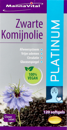 Mannavital Zwarte Komijnolie Platinum Softgels 120 8