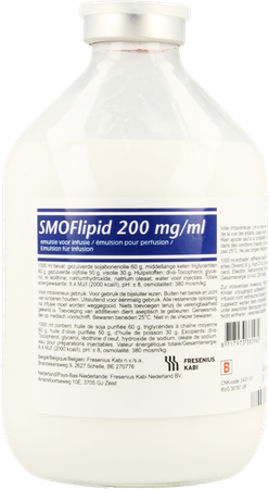 Smoflipid 200mg/ml 500ml Bouteille En Verre/glazen Fles main product photo