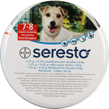 Seresto 1,25g+0,56g Halsband Hond 38cm <8kg 3