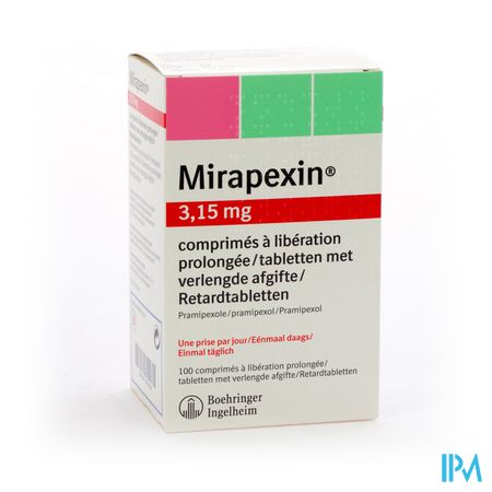 Mirapexin Pr 3,15mg Comp Verlengde Afgifte 100