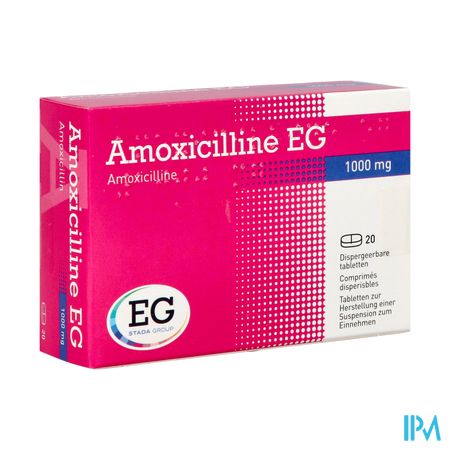 Amoxicilline EG 1000Mg Tabl Disp. 20X1000Mg