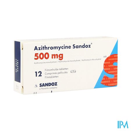 Azithromycine 500mg Sandoz Tabl Omhulde 12x500 mg 1