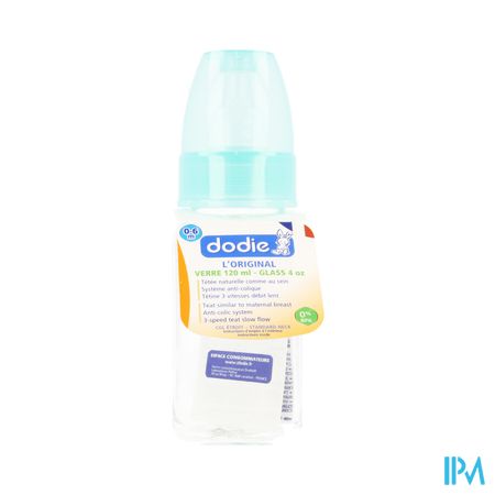 Dodie Zuigfles Glas Groen Anijs 1lftd 120ml