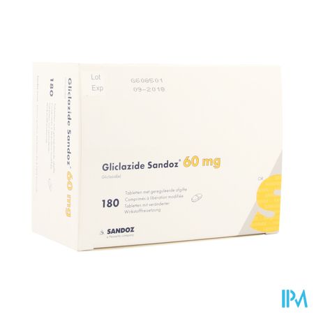 Gliclazide Sandoz 60mg Geregul.afgifte Comp 180