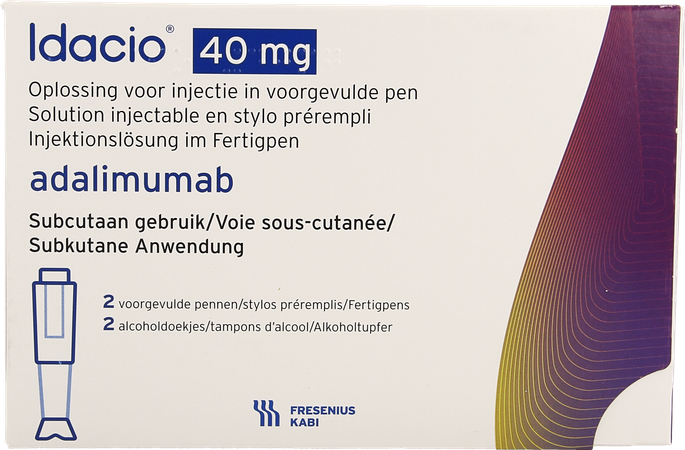 Idacio 40mg 2 Stylos Préremplis/2 Voorgevulde Pennen 0,8ml (50mg/ml) 1