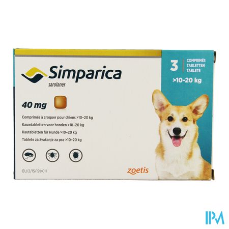 Simparica 40mg Hond 10-20kg Kauwtabl 3 1