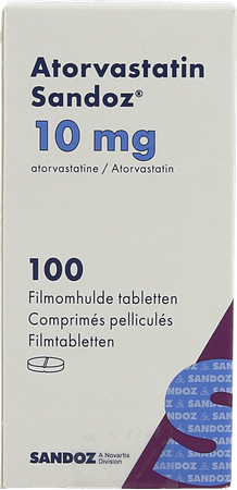 Atorvastatin 10mg Sandoz Comp Pell 100 Fl Hdpe 3