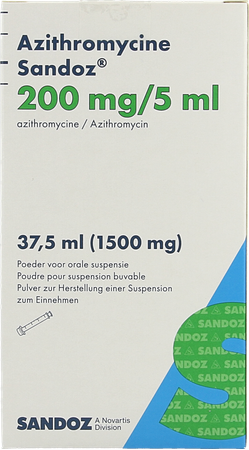 Azithromycine Sandoz 200mg/5ml Pulv Susp Or 37,5ml 2