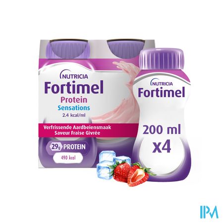Fortimel Protein 2.4kcal Verfriss Aardbei 4x200ml