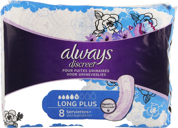 Always Discreet Incontinence Pad Long Plus 8 2