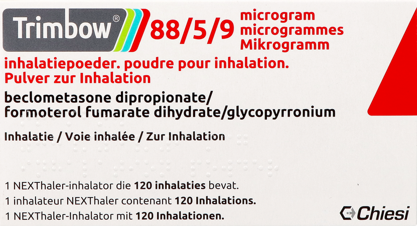 Trimbow 88/5 /9mcg Inhalatiepoeder Fl 1 (120d) 1