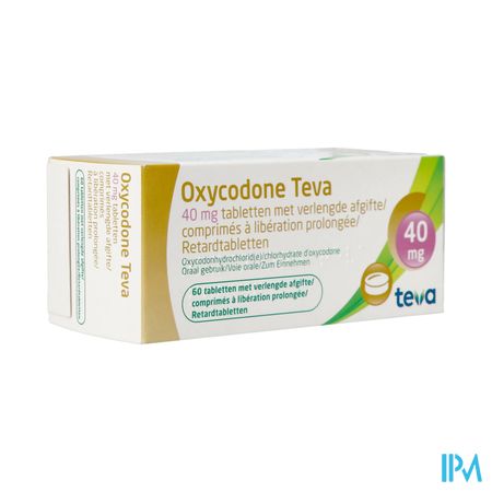 Oxycodone Teva 40mg Verlengde Afgifte Comp 60