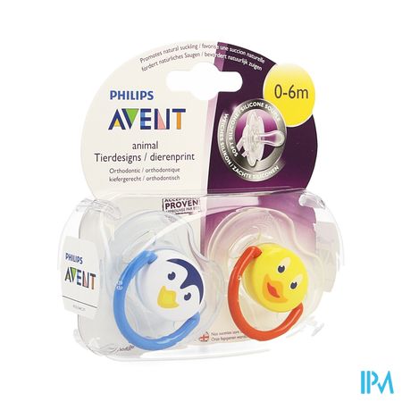 Philips Avent Fopsp Diertjes Silicoon Dubbel 0- 6m 2 SCF182/23