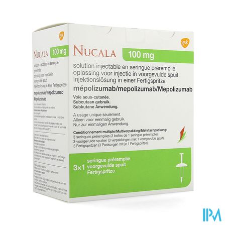 Nucala 100mg Sol Inj Ser Preremplie 3 X 1ml