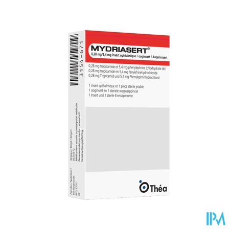 Mydriasert 0,28mg/5,4mg 1 Insert Opht+ 1 Pincet