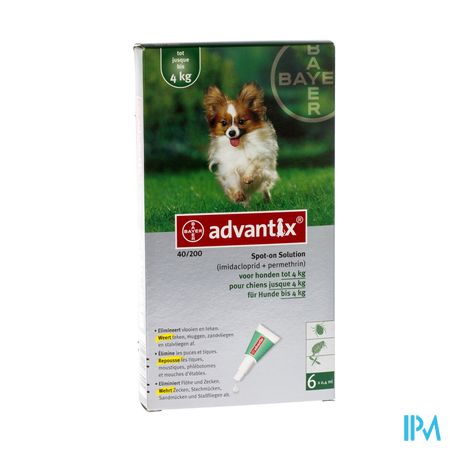 Advantix 40/ 200 Honden < 4kg Fl 6x0,4ml 1