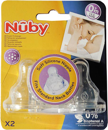 Nûby Tétine anti-colique pour biberon à col standard – débit variable 1.2.3  - 2p – 0m+ 1
