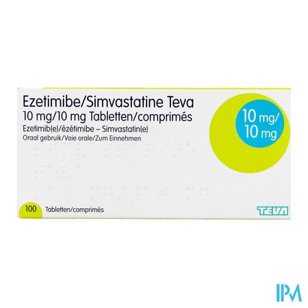 Ezetimibe Simvastatine Teva 10mg/10mg Comp 100 4