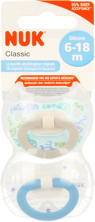 Nuk Sucettes 2 Classic Garcon 6-18m 2 1