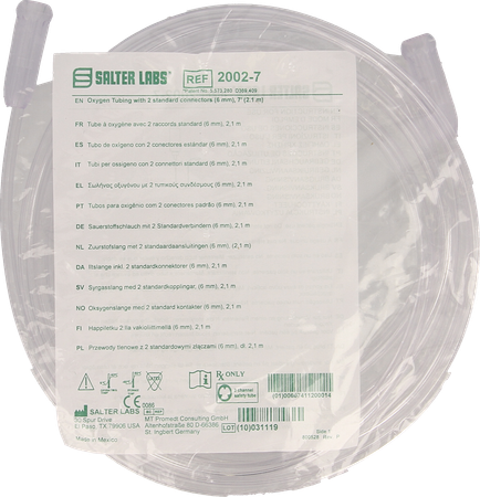 TUBE OXYGENE PLAST 2,1M 1076 + CON 1075 1