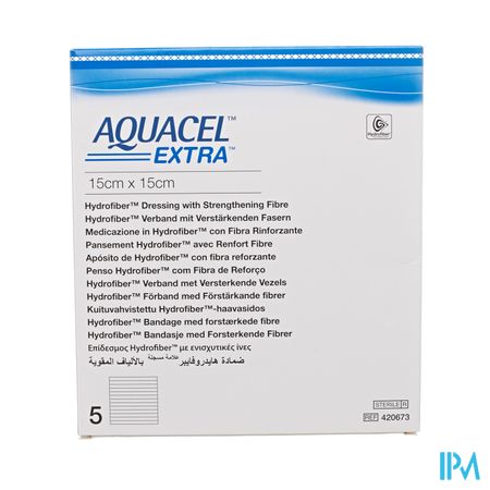 Aquacel Extra Verb Hydrofiber+versterk. 15x15cm 5 1