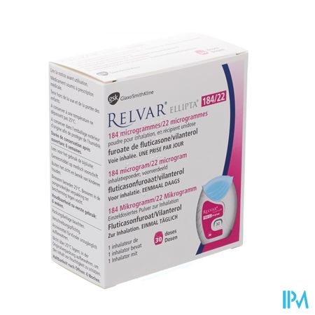 Relvar Ellipta 184/22mcg Poeder Inhal Multidose 30