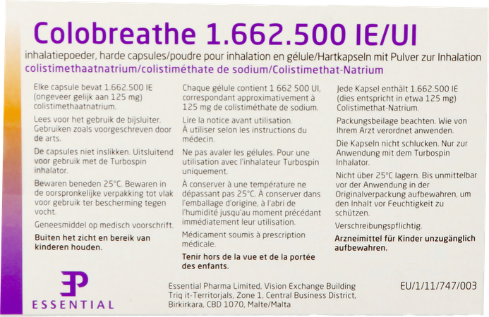 Colobreathe 1 662 500 Ui Inhalatie Pdr Caps 4x14 7